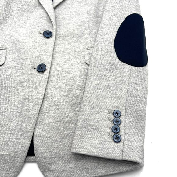 TOMMY HILFIGER Blazer Jacket‎ Women's 12 Gray Navy Preppy Elbow Patches Fitted - Picture 4 of 14